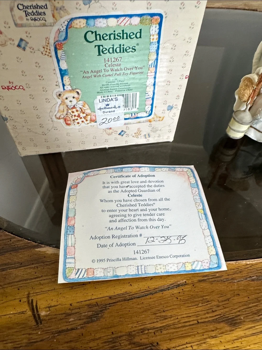 Cherished Teddies White and Brown Guardian Teddy with Lamb Figurine